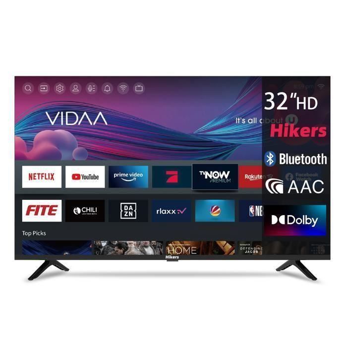 TV LED -Hikers HD 32 (80 cm) Smart TV VIDAA- Netflix Prime Video Disney+ 2xHDMI - 2xUSB -Dolby Digital+ - Noir