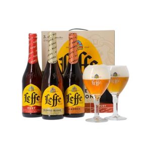 COFFRET CADEAU ALCOOL Leffe Sélection - Coffret de 3 bières x 75 cl + 2 