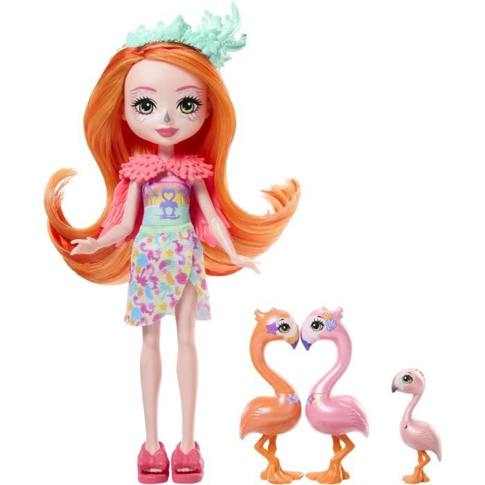 Poupée Enchantimals famille de flamants roses - ENCHANTIMALS - Modèle Florinda Flamant - Coffret 3 pièces