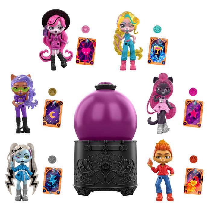 Poupée Monster High Potions Boule de Cristal – Mini Poupée Surprise 7,5 cm, Fonction Water Reveal, Talisman, Carte de Voyance, JCX99