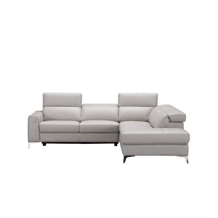 Edison Canape D Angle Droit Beige Cuir De Vachette L 275 X P 231 X H 95 Cm Achat Vente Canape Sofa Divan Cdiscount