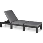 Bain de soleil - Allibert by KETER – DAYTONA – en résine imitation rotin tressé – coussin – dossier réglable - gris graphite