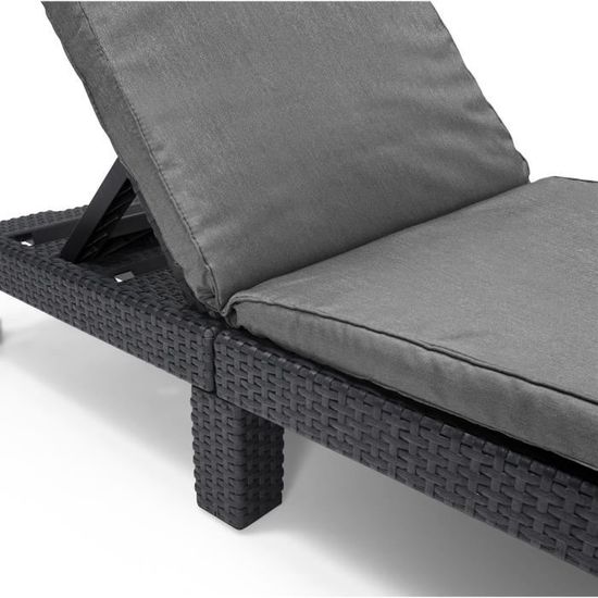 Coussin De Transat Allibert Keter Daytona - Rembourrage Eau Et Feu - 198x66cm - Noir