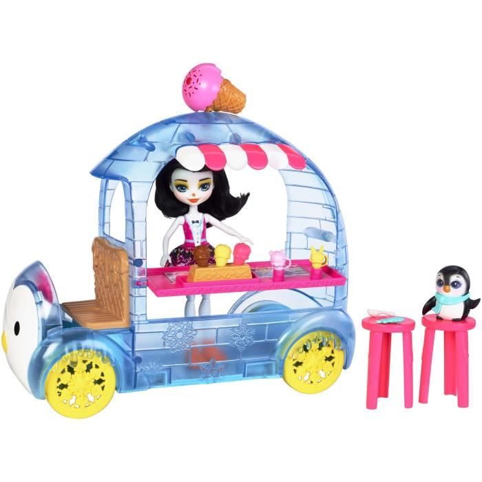 vehicule Grand Coffret enchantimals Accessoires OTTO Le Camion de Glaces de Monsieur Pingouin Mini-Poupee Animal 