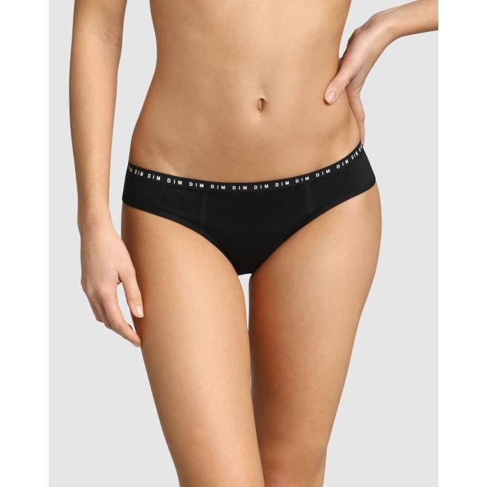 DIM Culotte Menstruelle Lavable en Coton Noir Flux Abondant DIM