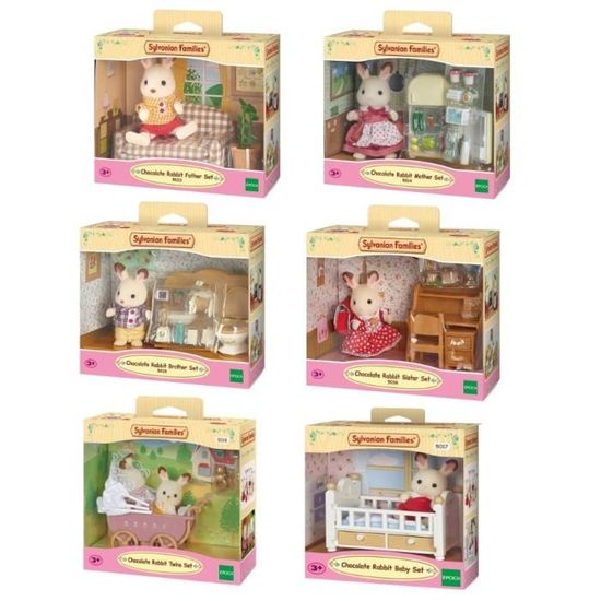 SYLVANIAN FAMILIES - Pack Famille Lapin Chocolat + Mobilier - 6