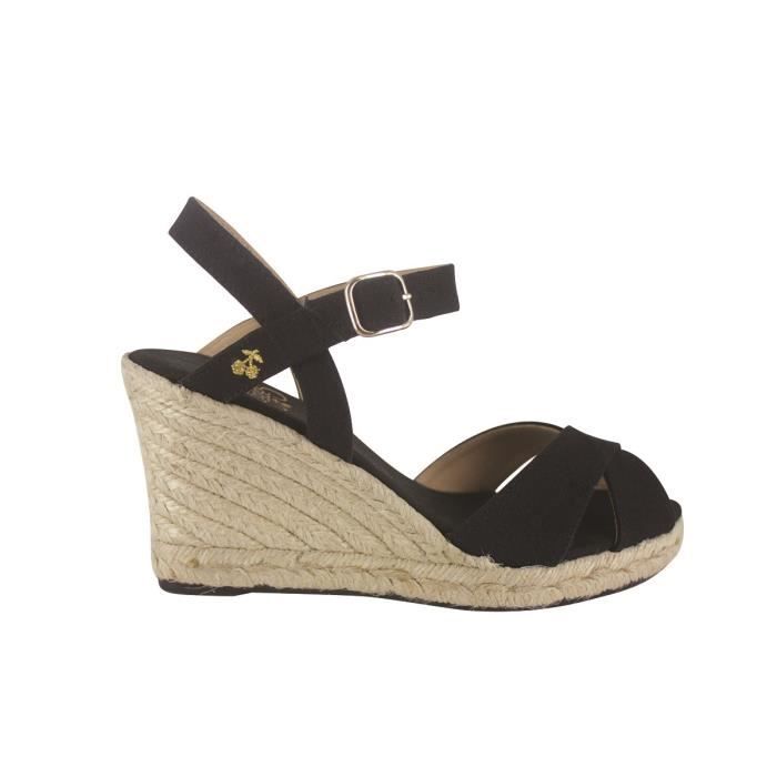sandales noires compensees