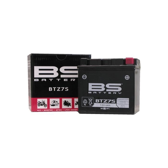 BS BATTERY - Batterie Moto 12V Sans Entretien activée usine BTZ7S SLA - 6Ah - L70Mm W113Mm H105Mm