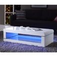 LUZ Table basse avec LED multicolore style contemporain laqué blanc brillant - L 120 x l 60 cm-1