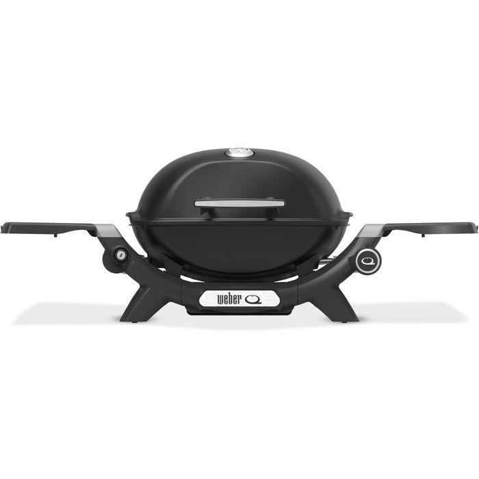 Barbecue à gaz - Weber - Q1200N - 294kW - 1 brûleur en acier inoxydable - Deux tablettes d’appoint - Fonte émaillée- Noir