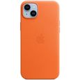 Coque en cuir pour iPhone 14 Plus - Orange-0