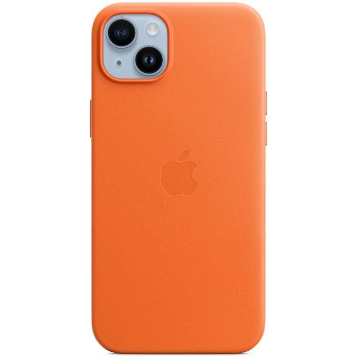 Coque en cuir pour iPhone 14 Plus - Orange