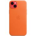 Coque en cuir pour iPhone 14 Plus - Orange-3