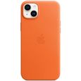 Coque en cuir pour iPhone 14 Plus - Orange-4