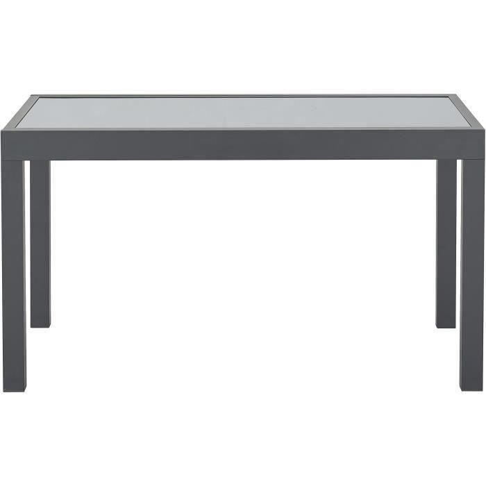 Table de jardin extensible rectangulaire 6 à 10 personnes - Structure aluminium - Plateau verre trem