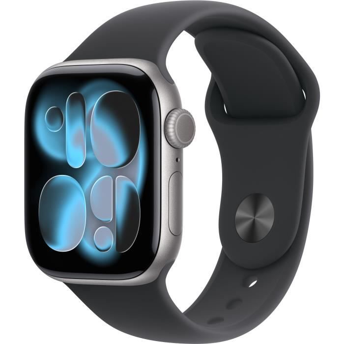 Apple Watch Series 11 GPS - 42mm - Boîtier Space Grey Aluminium  - Bracelet Black Sport Band - M/L