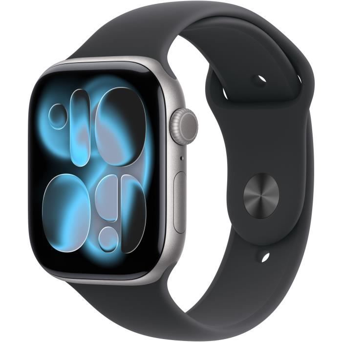 Apple Watch Series 11 GPS - 46mm - Boîtier Space Grey Aluminium  - Bracelet Black Sport Band - M/L