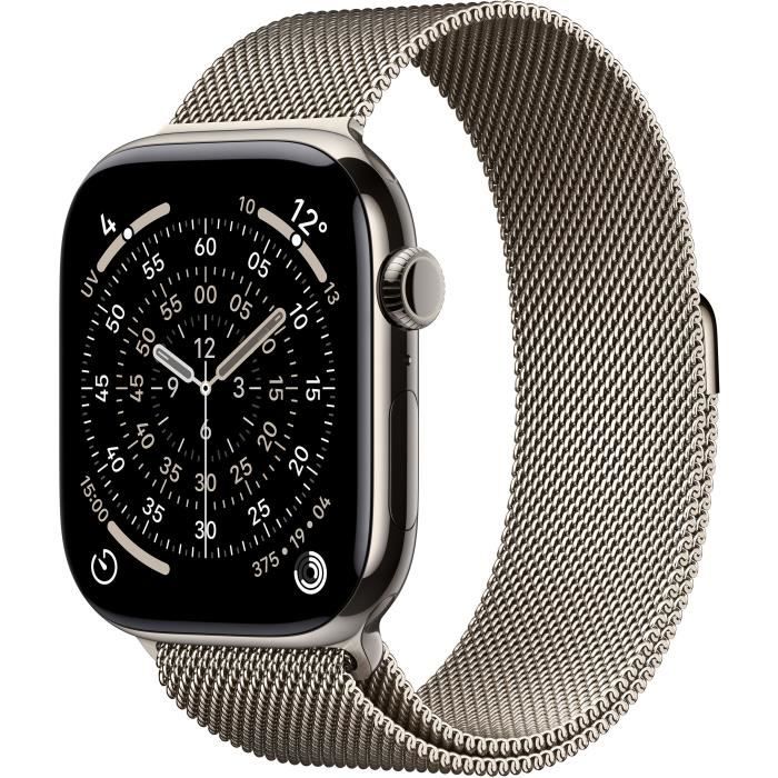 Apple Watch Series 11 GPS + Cellular - 46mm - Boîtier Natural Titanium  - Bracelet Natural Milanese Loop - S/M