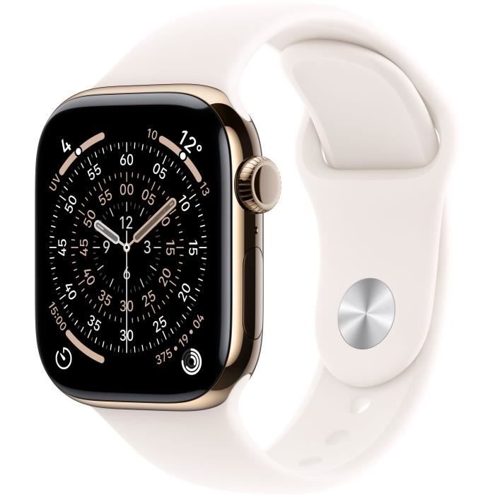 Apple Watch Series 11 GPS + Cellular - 46mm - Boîtier Gold Titanium  - Bracelet Light Blush Sport Band - S/M