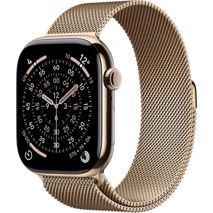 Apple Watch Series 11 GPS + Cellular - 46mm - Boîtier Gold Titanium  - Bracelet Gold Milanese Loop - S/M