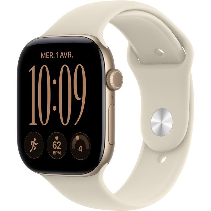 Apple Watch Series 12 GPS 46 mm Boîtier en aluminium Or avec Bracelet Sport Sable / - vue 2