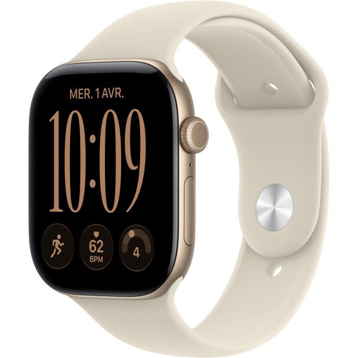 Apple Watch Series 12 GPS + Cellular 46 mm Boîtier en aluminium Or avec Bracelet Sport Sable /