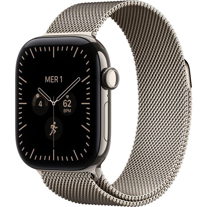 Apple Watch Series 12 GPS + Cellular 42 mm Boîtier en Naturel avec Boucle milanaise Naturel