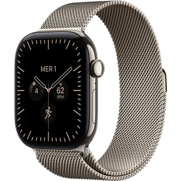 Apple Watch Series 12 GPS + Cellular 46 mm Boîtier en Naturel avec Boucle milanaise Naturel /