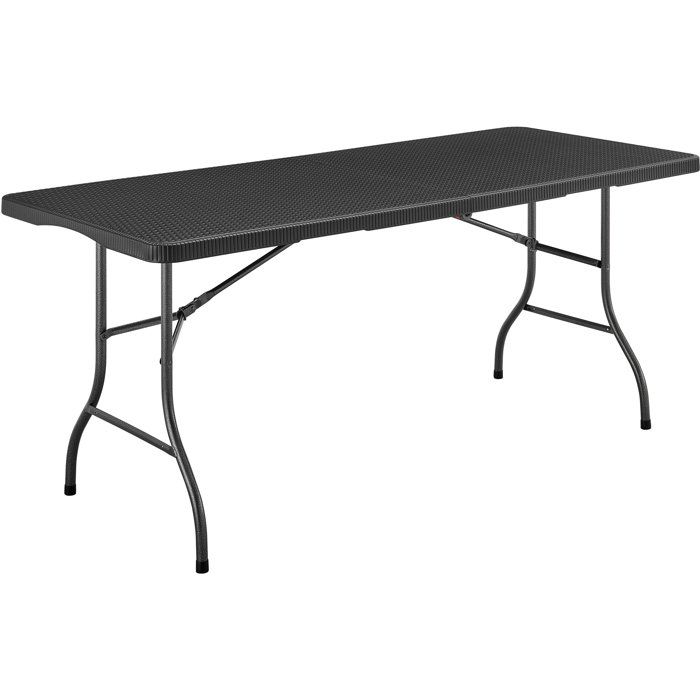 Table de réception pliante - TERRANOVA - Noir - Structure en acier et Plateau en Polyéthylène PEHD - 8 personnes - 180x74xH735 cm