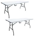 BRAND Table de réception traiteur pliante - 8 personnes - 180x74xH73,5cm - Structure acier et plateau polyéthylène PEHD - Blanc - Lot de 2