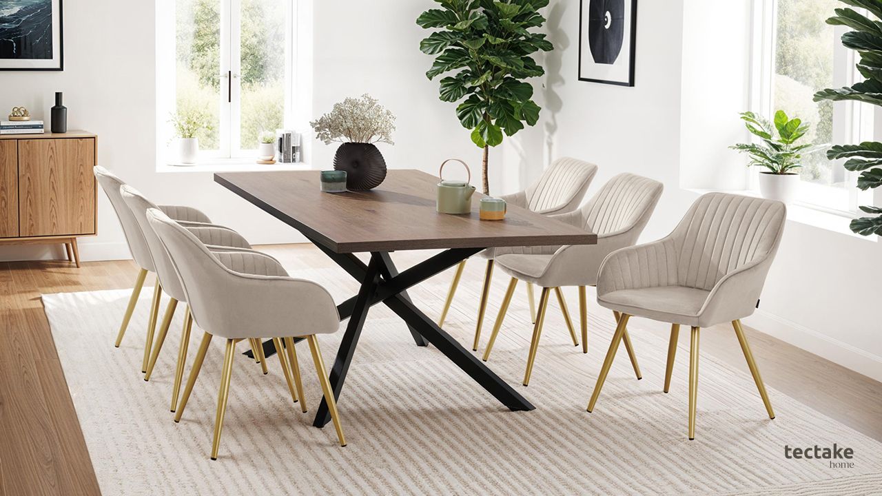 Lot de 6 chaises neuves design simili cuir beige urgent - Ameublement