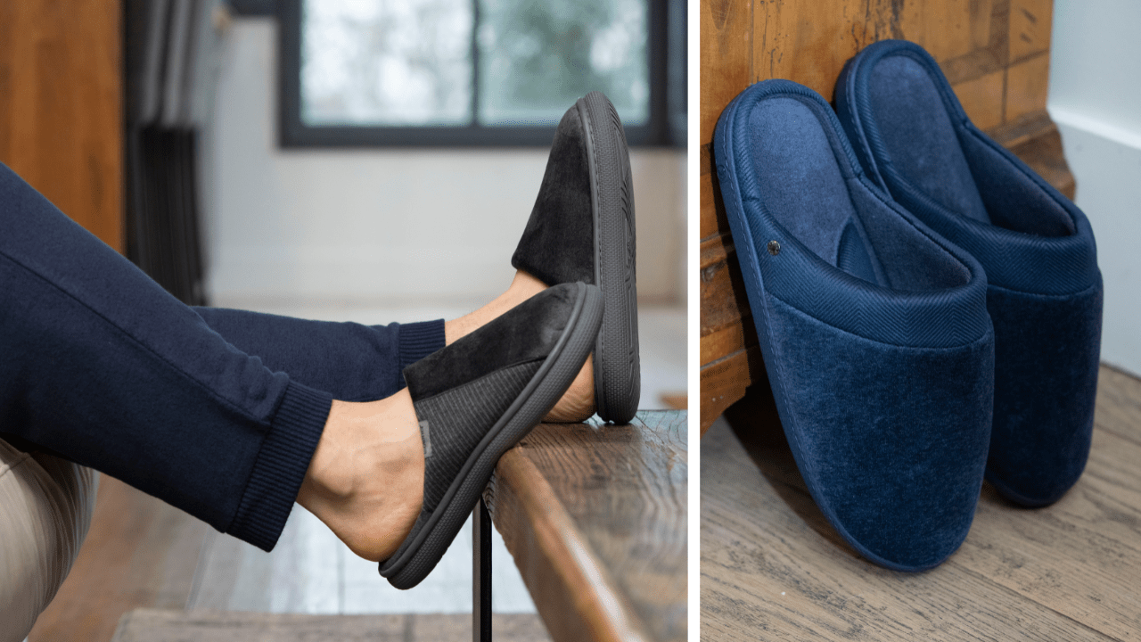 Isotoner Pantofole Uomo Extra Leggere In Maglia Elasticizzata E Camoscio – Suola Antiscivolo E Lavabili