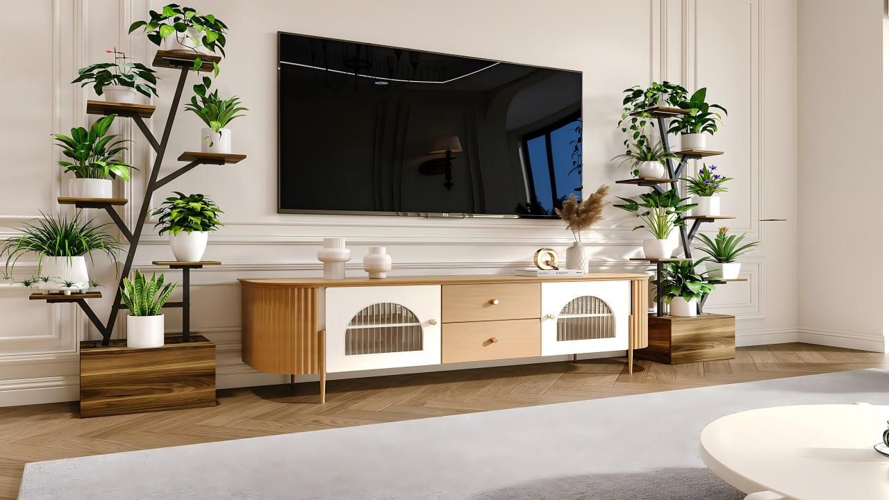 Lot de 2 sellettes 40 et 30 cm en métal avec décor feuilles | Maison et