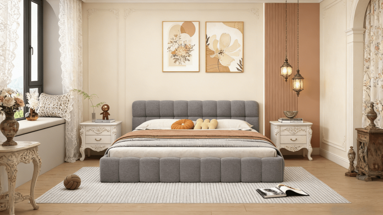 Coussin de tête de lit rose 100 cm velours